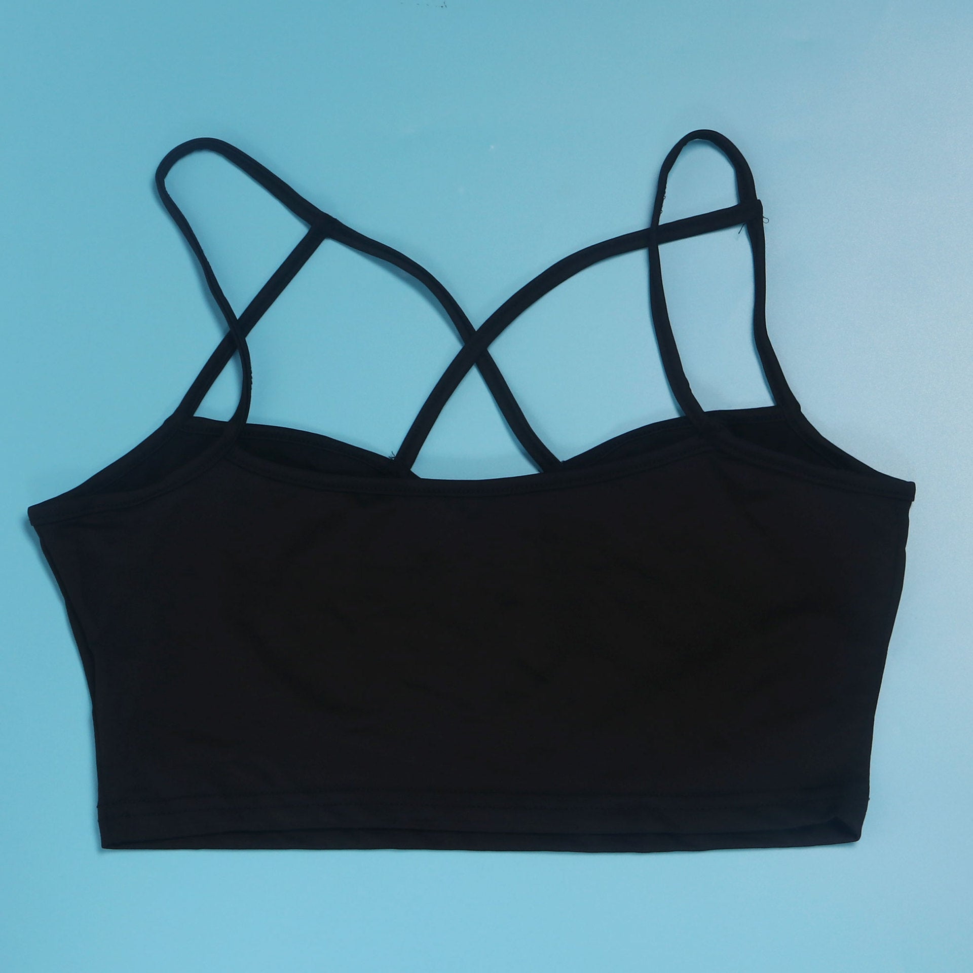 Sexy Slim Fit Solid Color Straps Tank Top Stretch Bell Bottom Pants Two-Piece Set 17