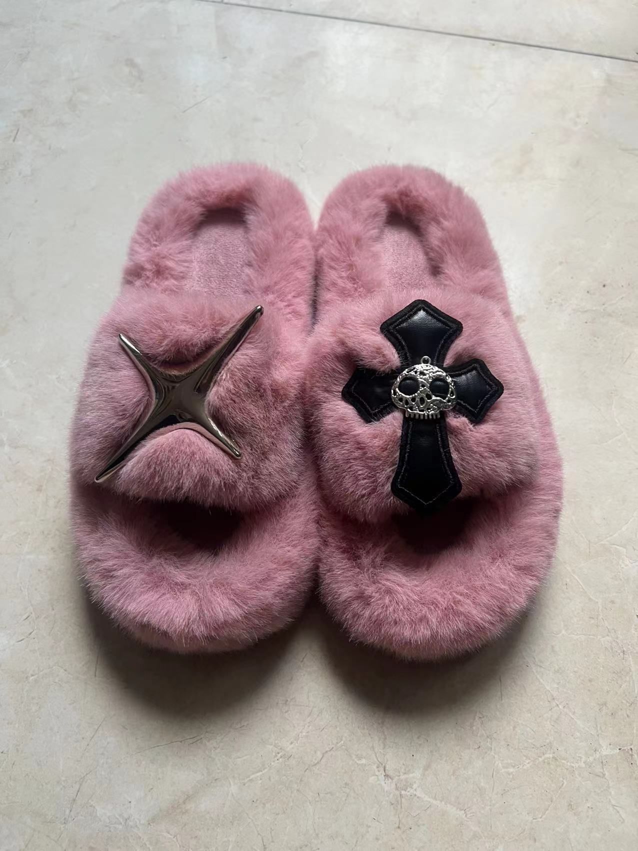 Women winter thick-soled Furry slippers 5