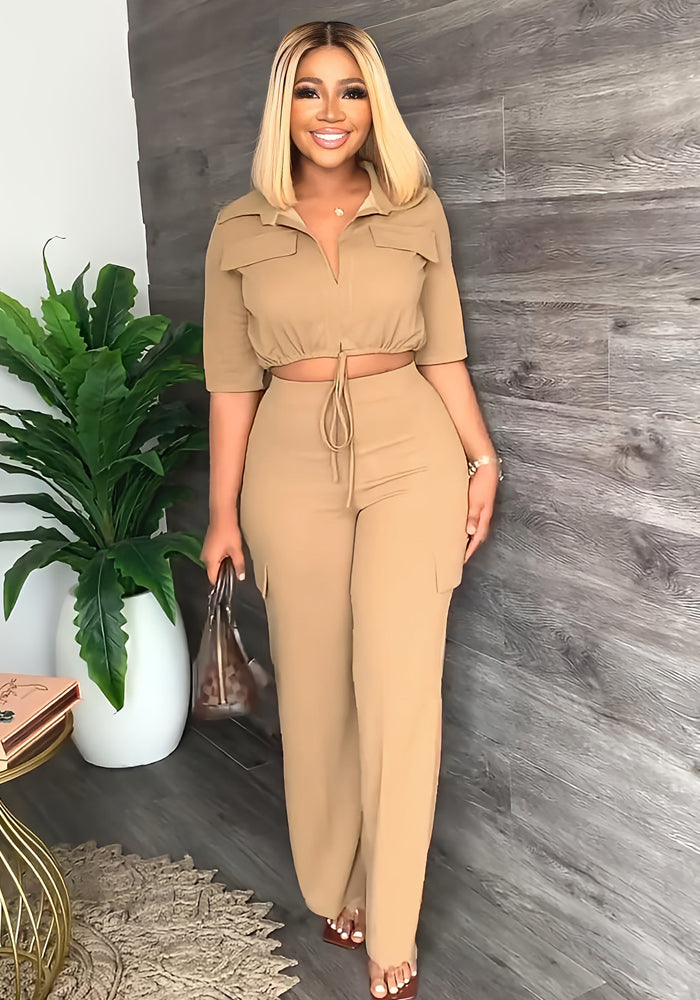 Women Casual Rope Half Sleeve Top+ Pant Two Pieces