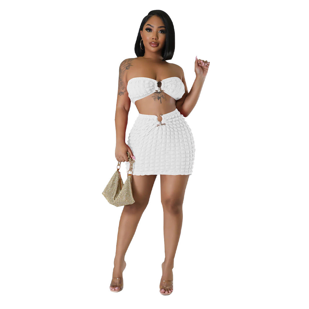 Women Sexy Bandeau Top and Skirt Two-Piece Set 12