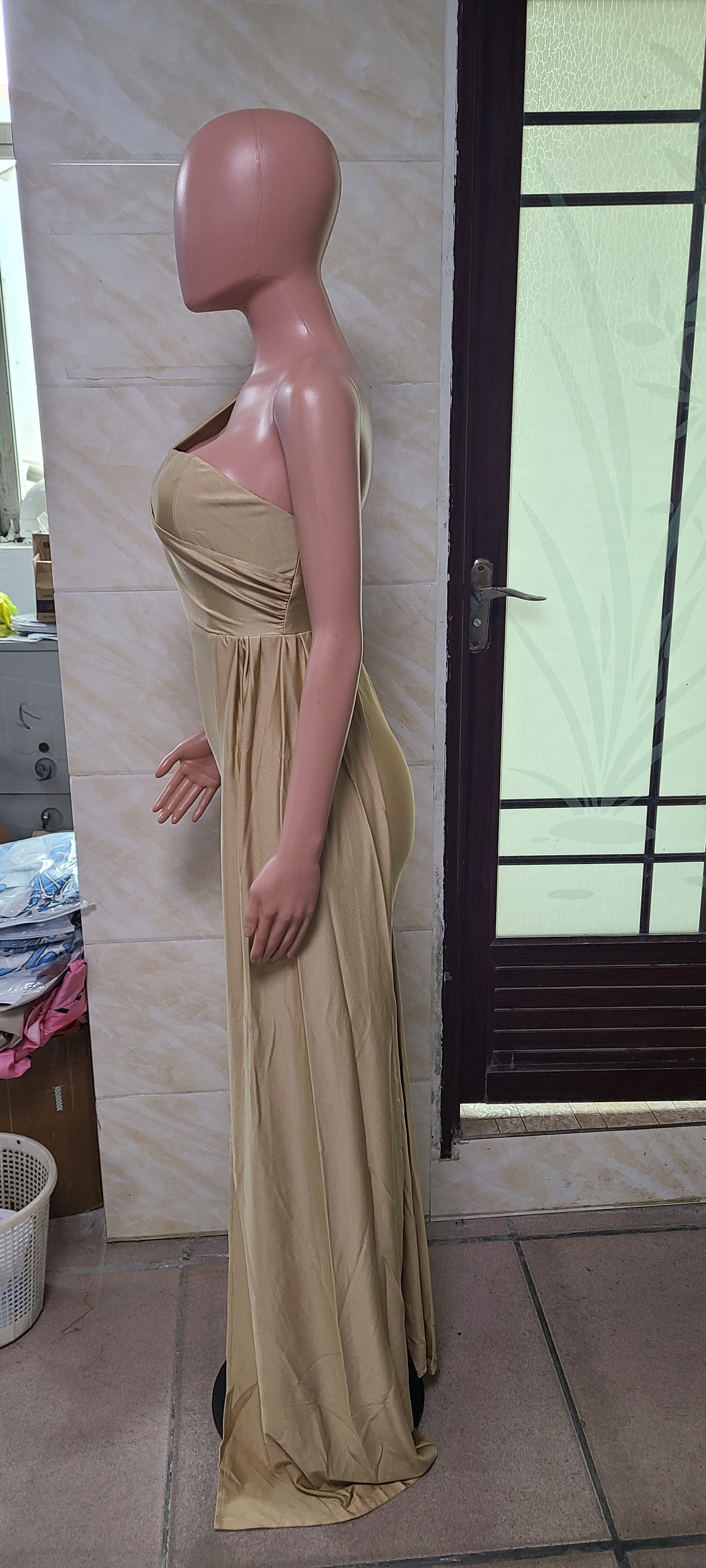 Women's Sleeveless One-Shoulder Sexy High Waist Split Evening Dress 16