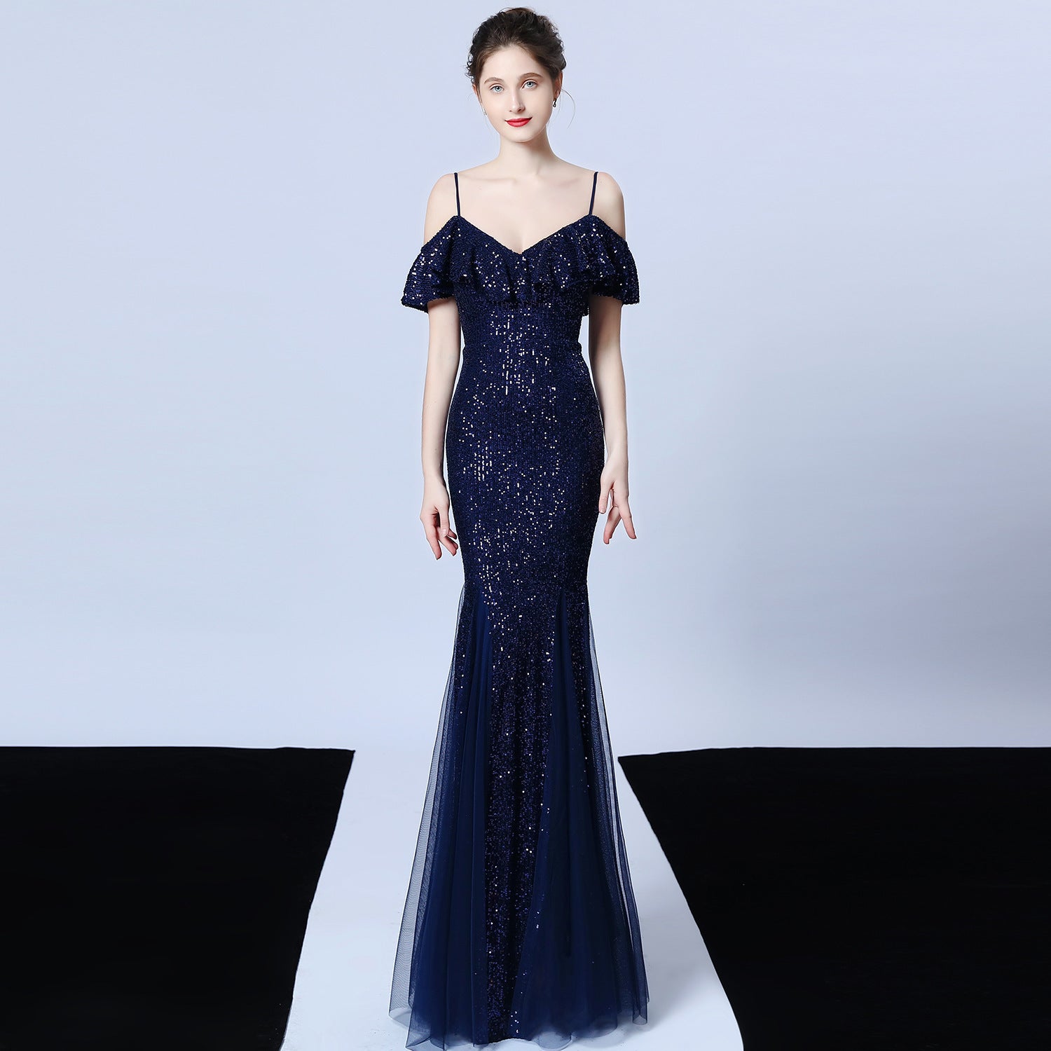 Long-Sleeve Slim Fishtail Wedding Dress Elegant Bridal Evening Gown 8