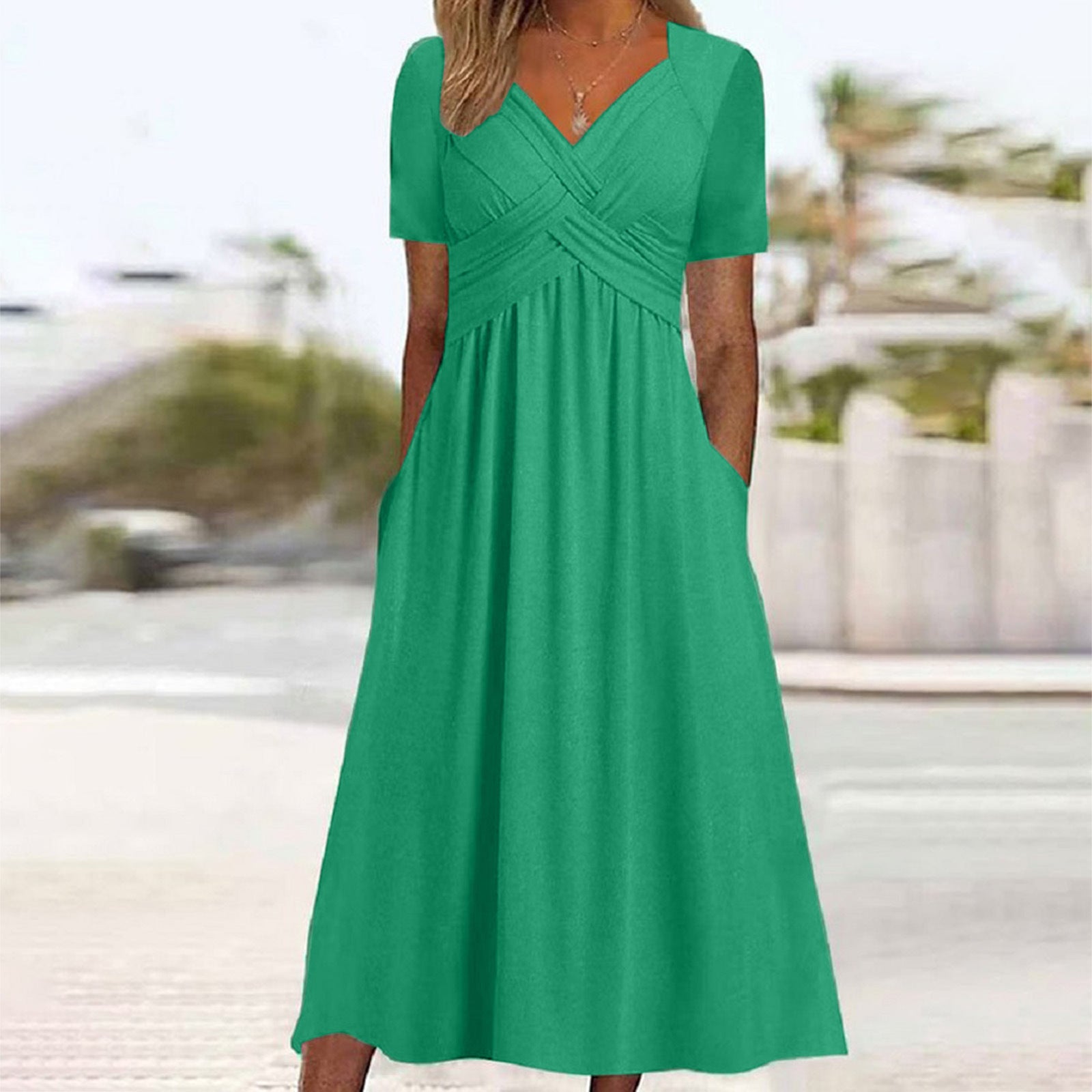 Women Summer Short Sleeve Dress 8