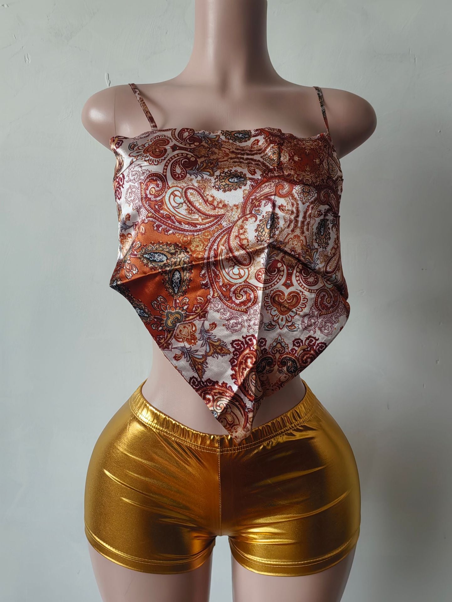 Women Casual Strapless Suspender Printed Top Shorts/Cropped Pants Two-piece Set 11