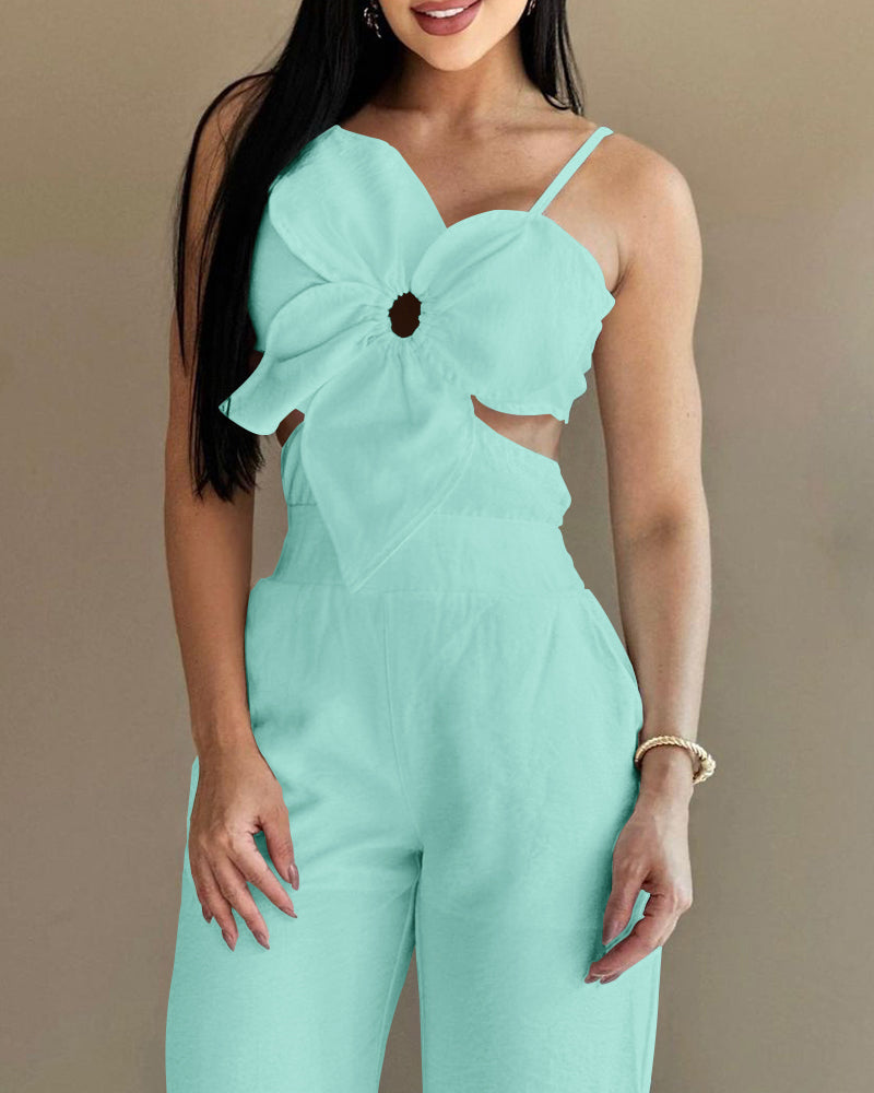 White Floral Strap Jumpsuit 13