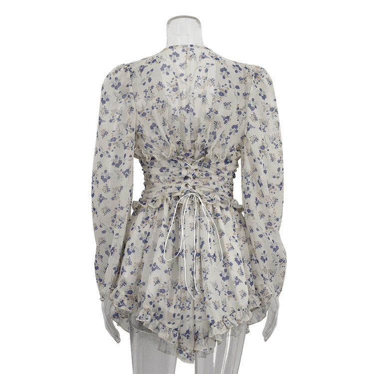 Women's Sexy Long Sleeve Printed Short Autumn Women's Dress 10