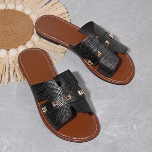 Plus Size Women's Solid Color Summer Flat Slippers Casual Open Toe Sandals 4