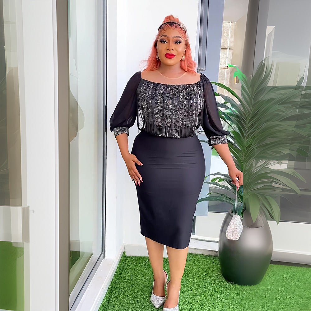 Women's Fashion Career Chic African Plus Size Dress 3