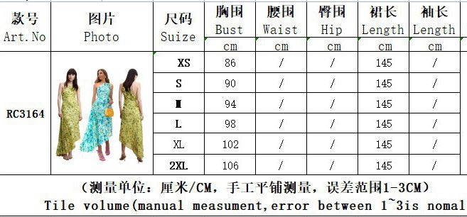 Women Printed One Shoulder Slash Shoulder Pleated Strappy Dress 14