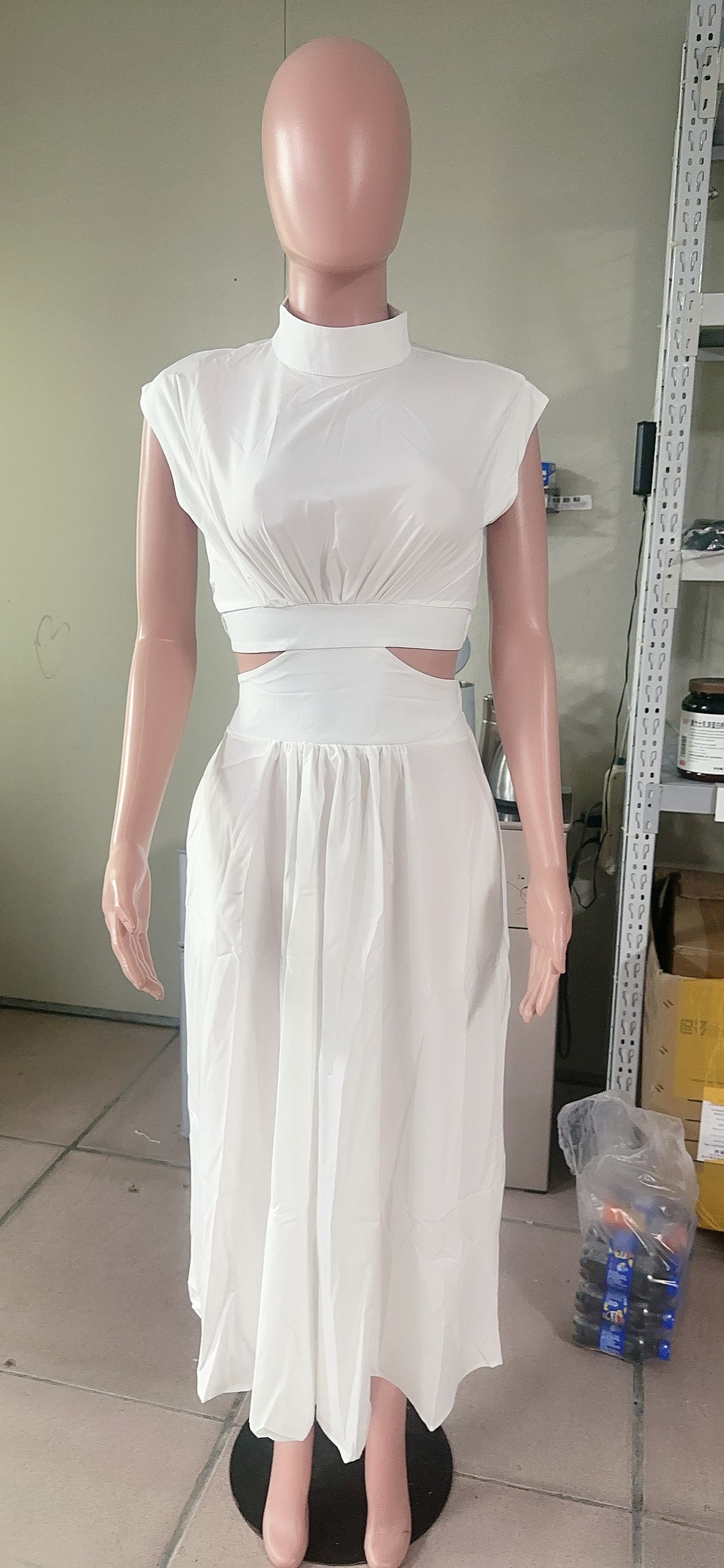 Holidays Style Solid Color Open Waist Sexy Ruffle Maxi Dress 9