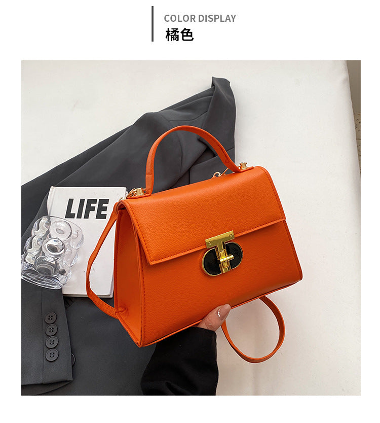 women's lock shoulder Messenger bag solid color small bag 7