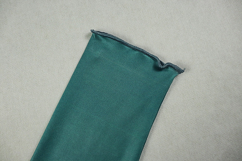 Career Women's Print Pleated Waist Tie Slim Fit Bodycon Round Neck Long-Sleeve Dress 13