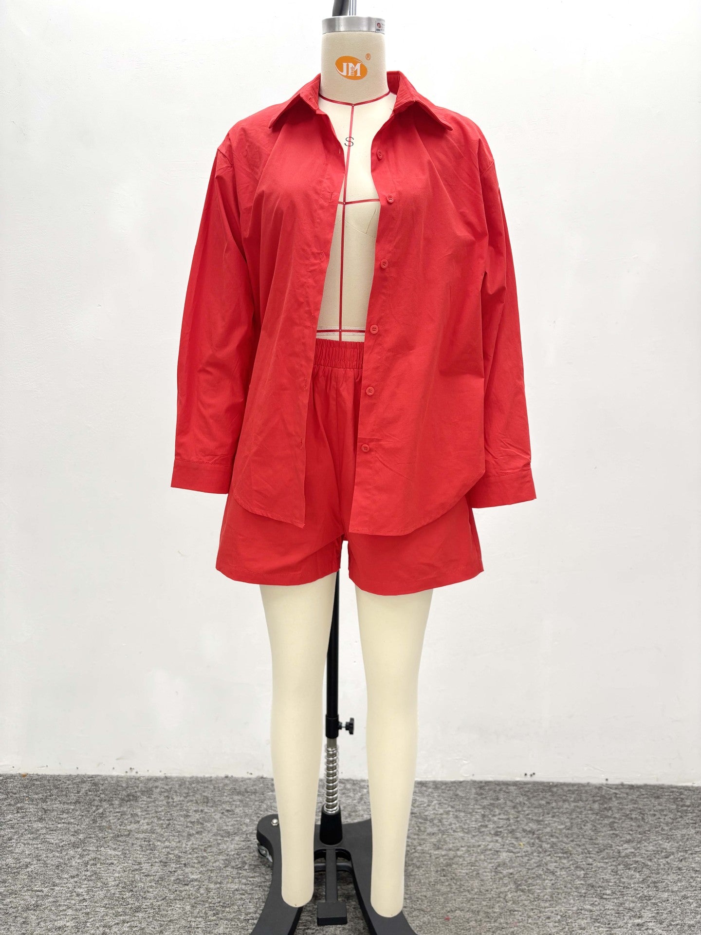 Elegant Women's Long Sleeve Cardigan Shirt Shorts African Plus Size Loose Casual Two-Piece Set 11