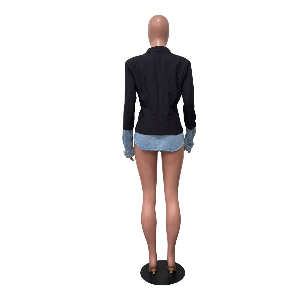 Women Casual Patchwork Denim Blazer Jacket 15