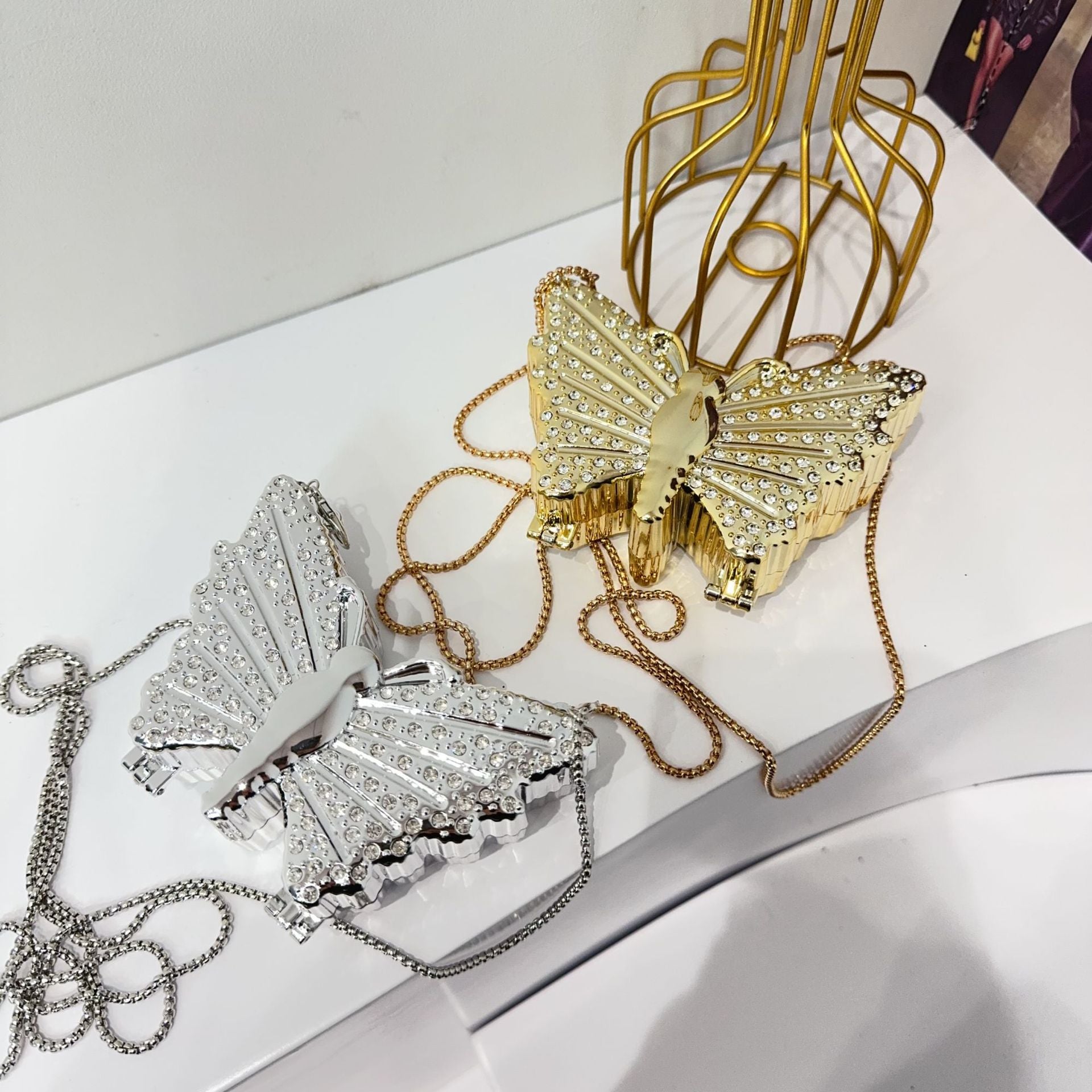 Women Chain Diamond-Encrusted Butterfly Mini Shoulder Bag 22