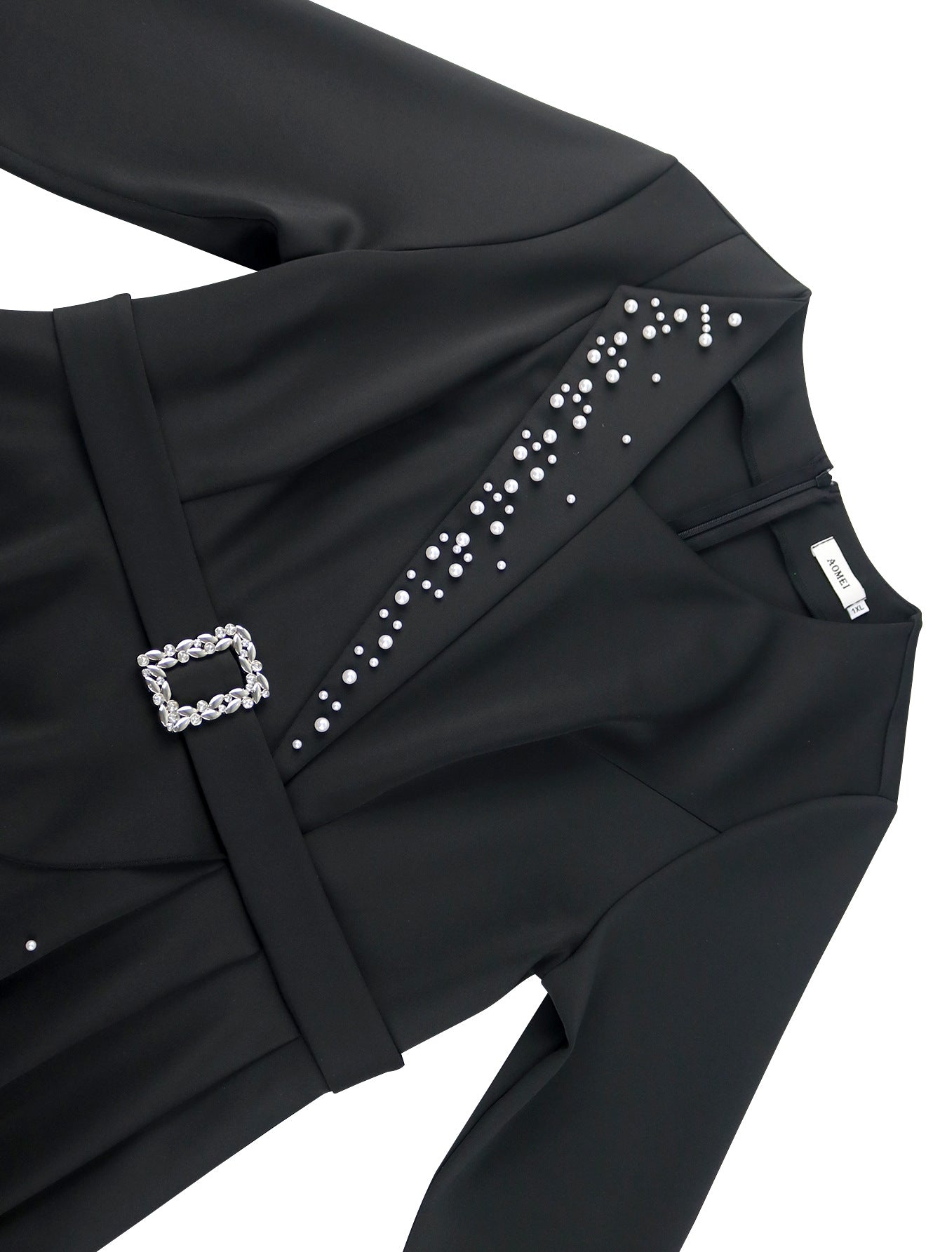 Ruffle beaded black Slim Fit Plus Size women Formal Party dress 11