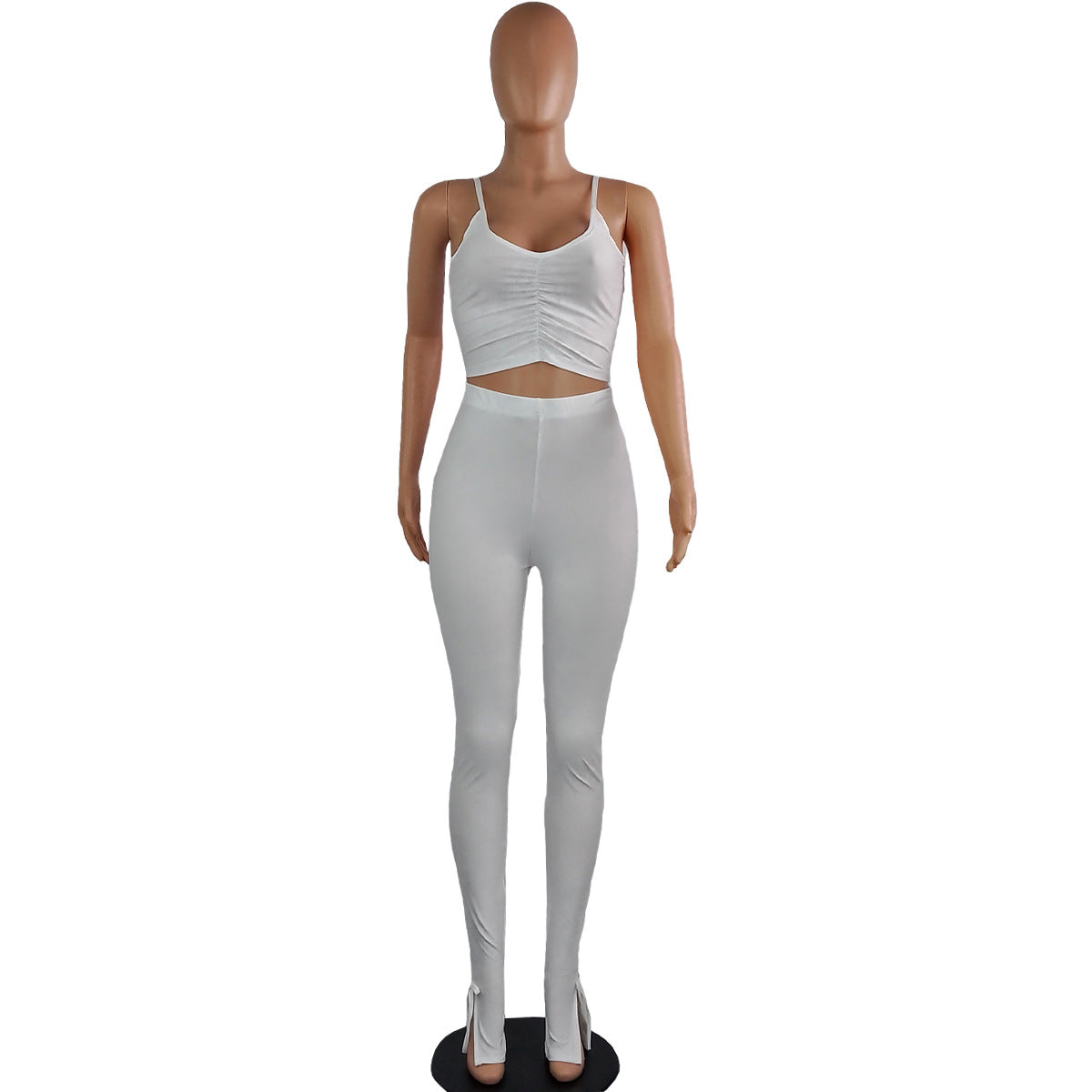 Women Suspenders Sexy Buttocks Lace-Up Crop Top and Pant Two-Piece Set 8