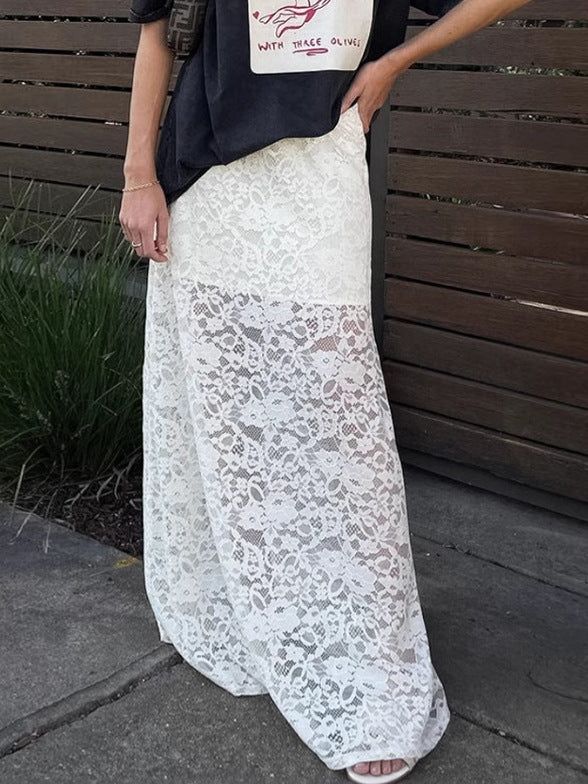 Spring Jacquard Lace Cut-Out Fashion Sexy Long Skirt 5