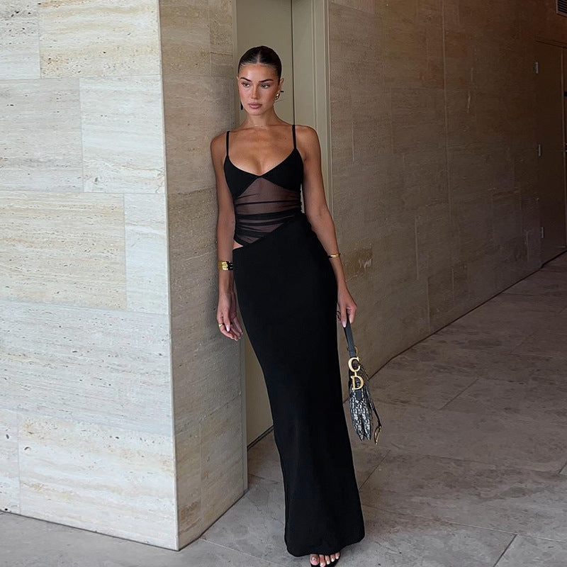 Women Sexy Mesh Patchwork Strap Dress 4