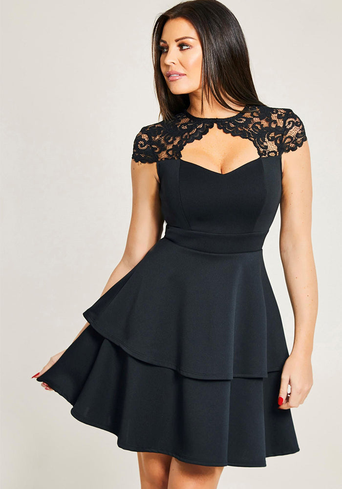 Women's Lace Mesh Patchwork Sexy Mini Dress