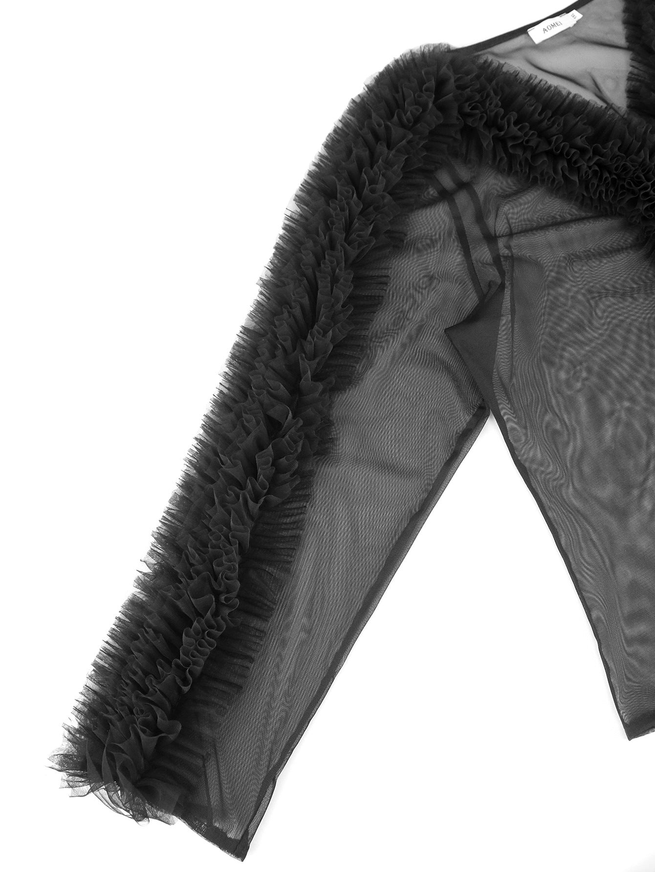 Sexy See-Through Long Sleeve Blouse V-Neck Mesh Patchwork Slim Waist Slim Fit Tops 13