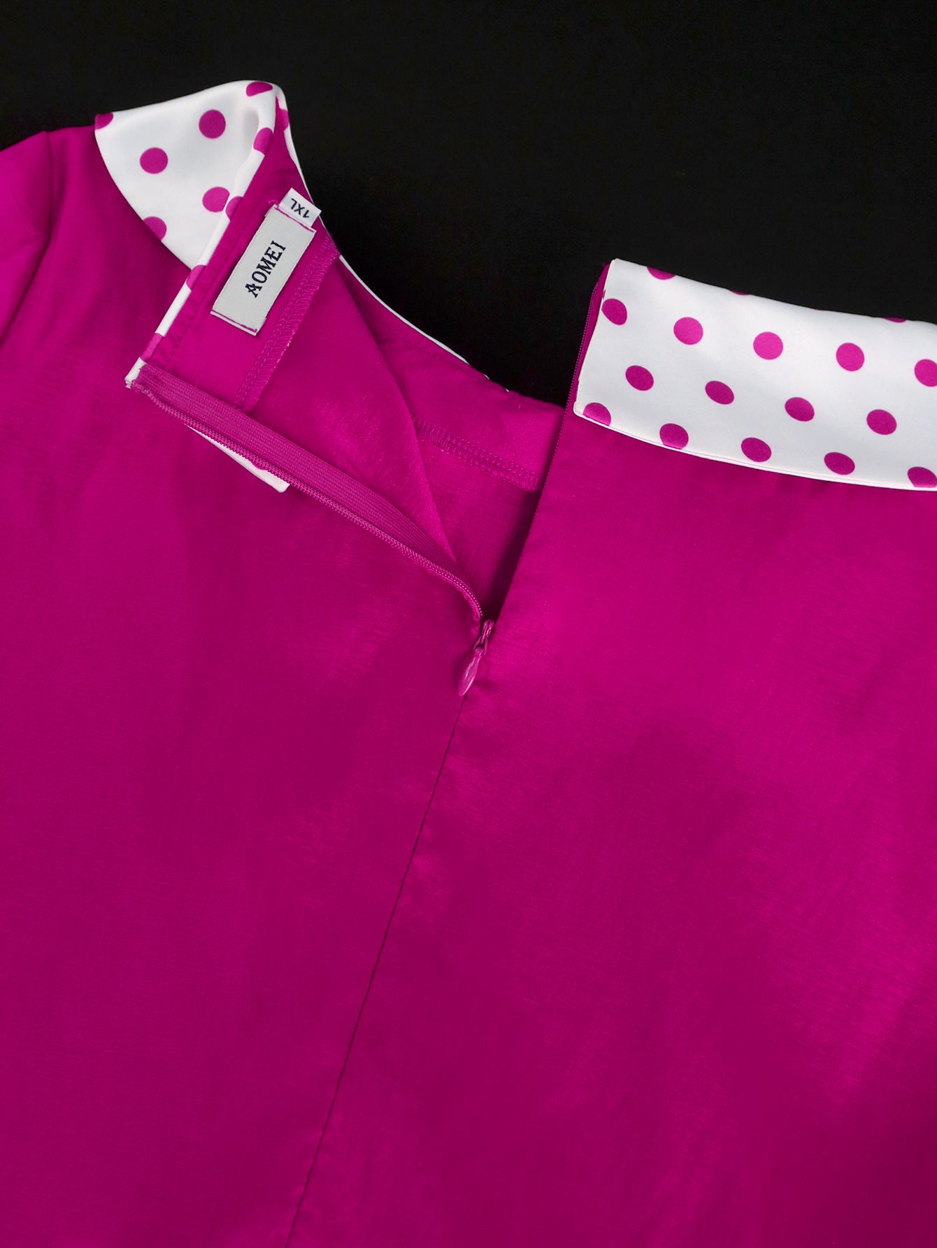 Plus Size Contrast Color Polka Dot Rose A-Line Career Dress 11