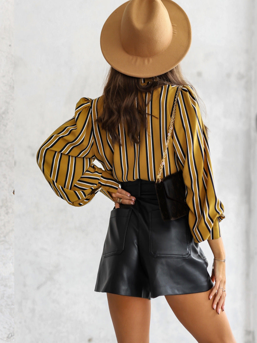 Striped Spring Long Sleeve Loose Cardigan Comfortable Casual Shirt 6