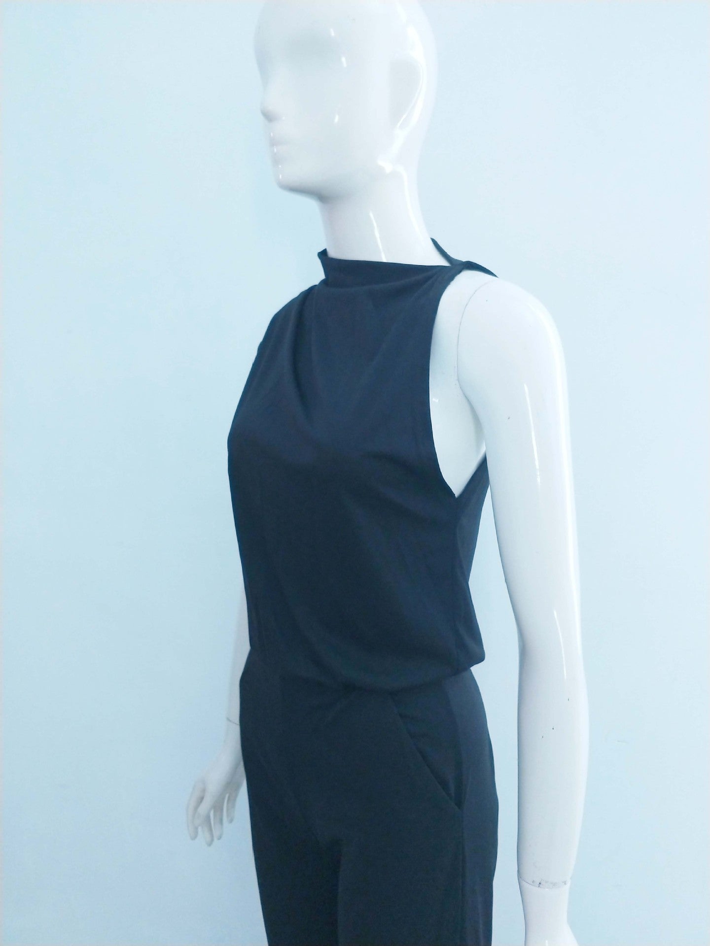 Women Pants Solid One Shoulder Stacked Collar Jumpsuit 31