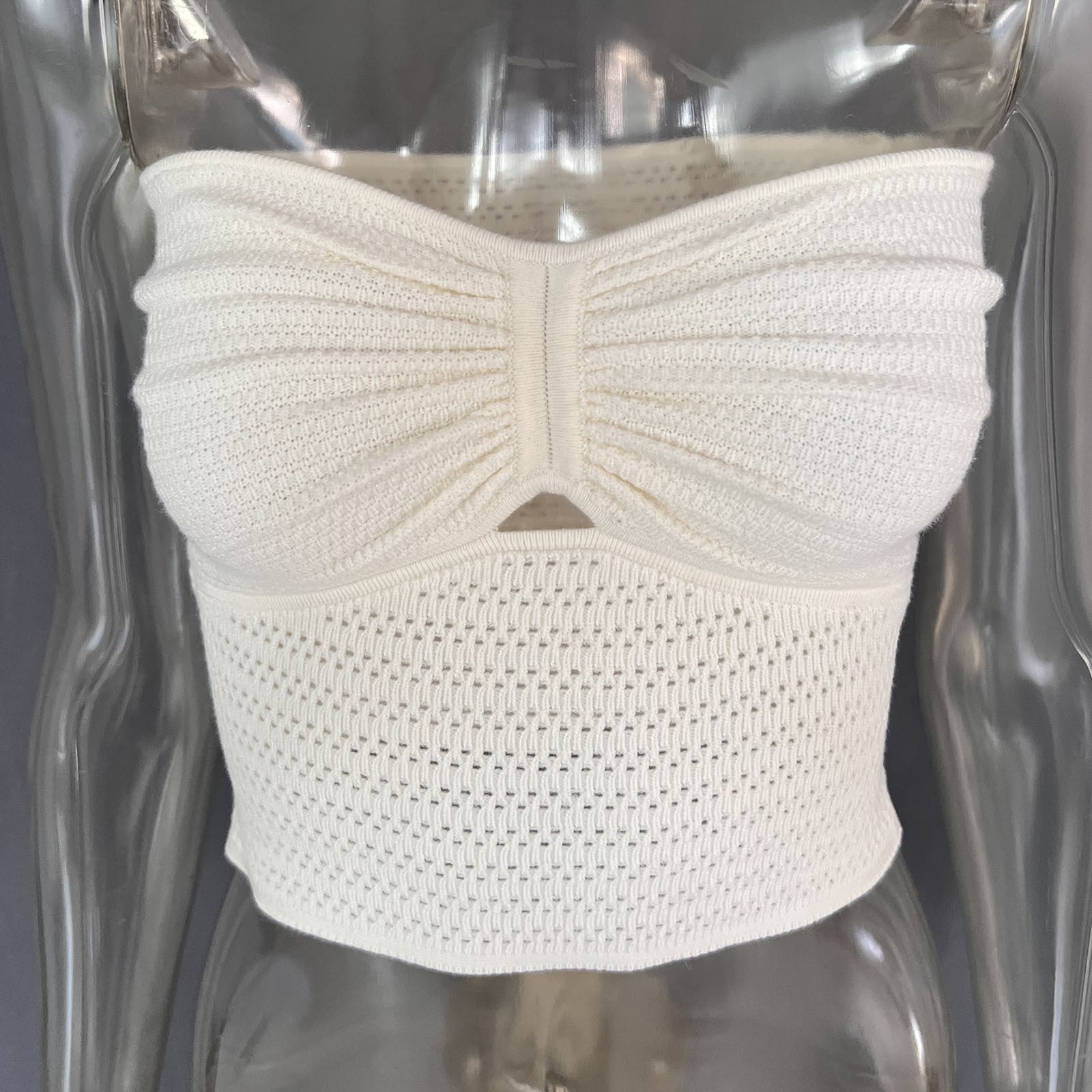 Spring Summer Women's Striped Sexy Hollow Strapless Knitting Vest 27