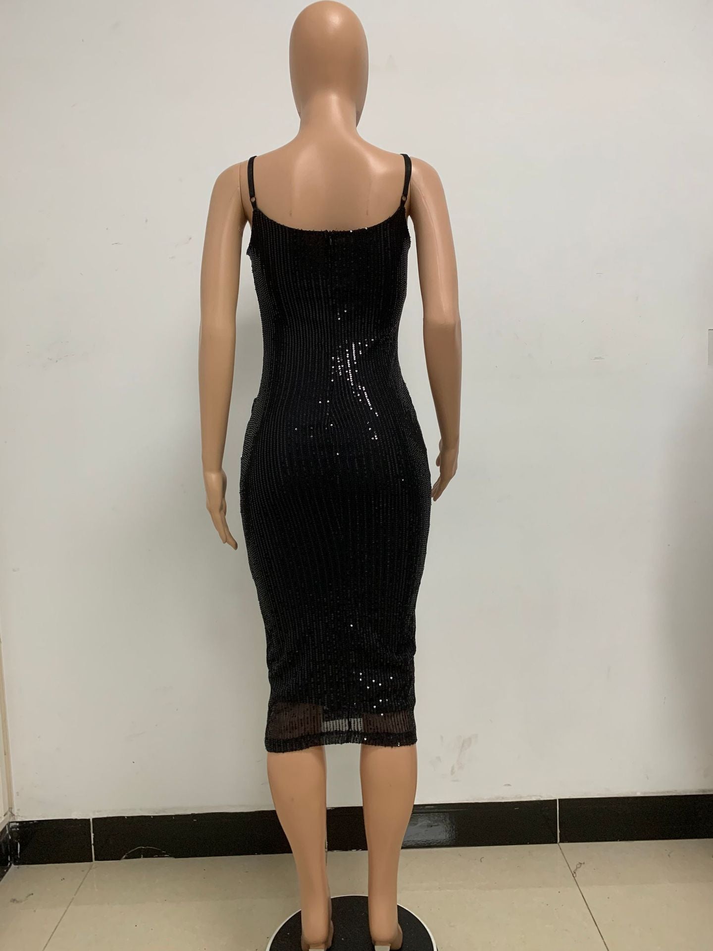 Summer Women's Sleeveless Low Back Straps Sequin Party Dress 86