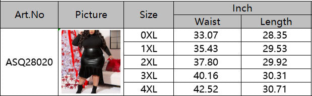 Plus Size Women Irregular Pu-Leather Skirt 6