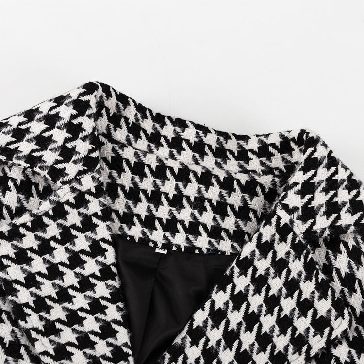 Women houndstooth Maxi windbreaker 10