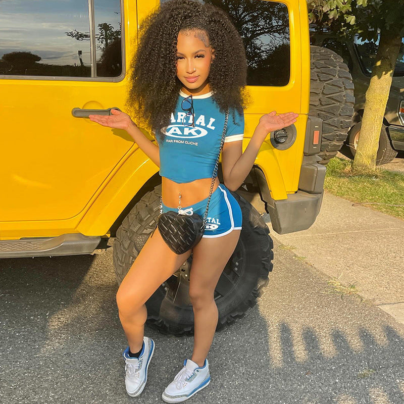 Women Style printed Crop Top and shorts two-piece set 3