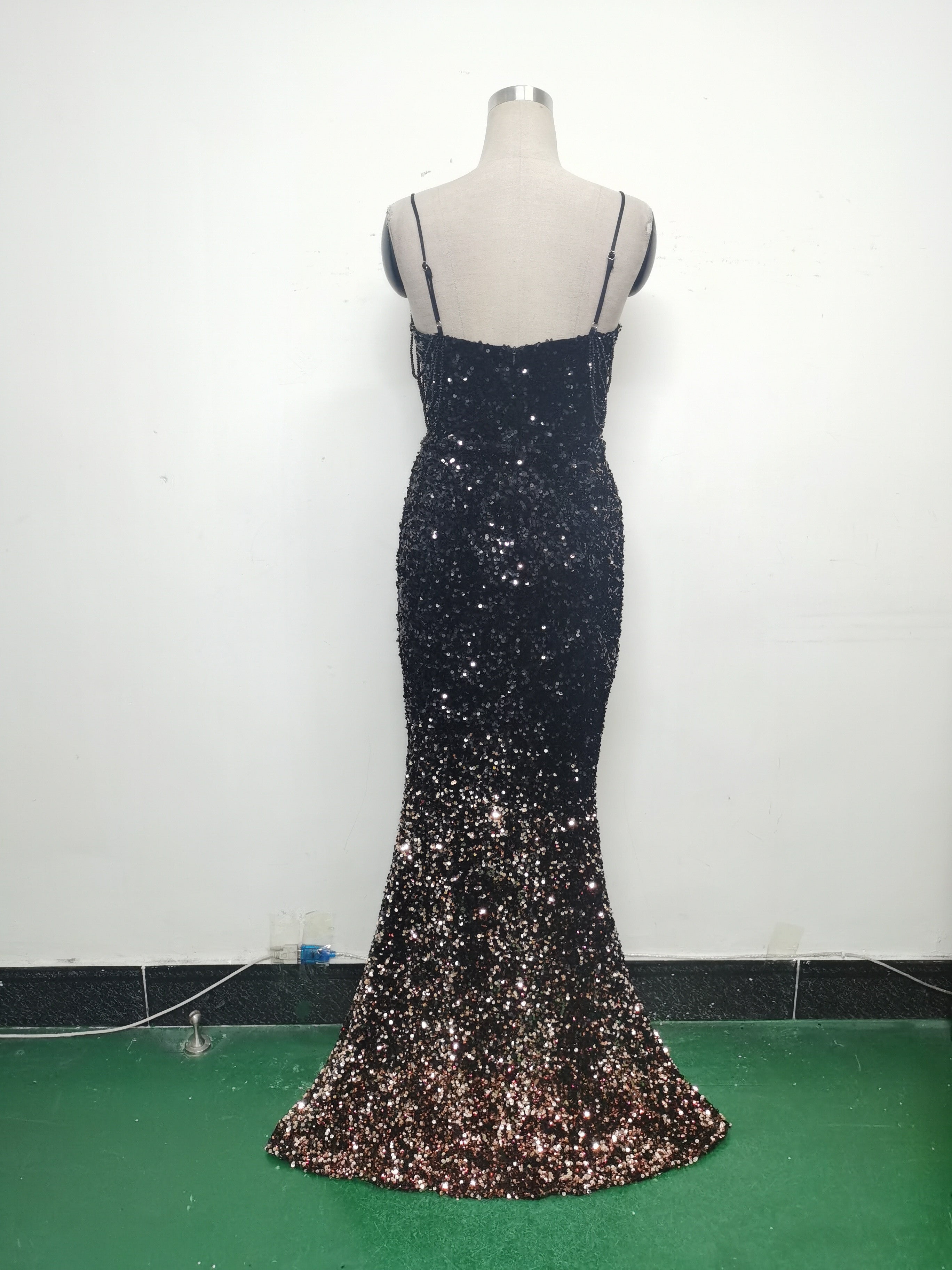 Gradient Sequins Sexy Strap Evening Dress 26