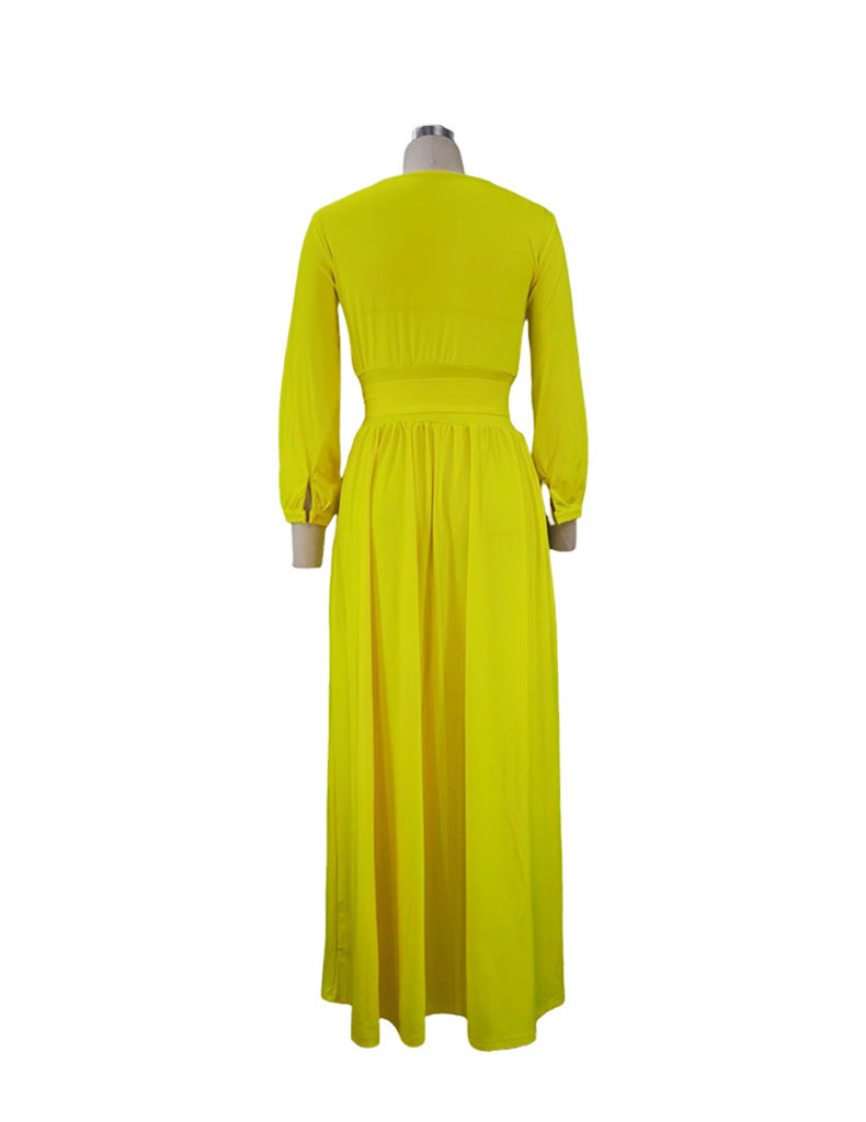 Spring Women'S Round Neck Bohemian Long Solid Dress 13