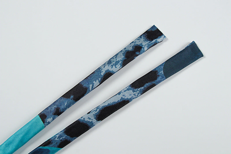 Summer Women's Chic Printed Slash Shoulder Lace-Up Slim Low-Waist Long Skirt Set 15