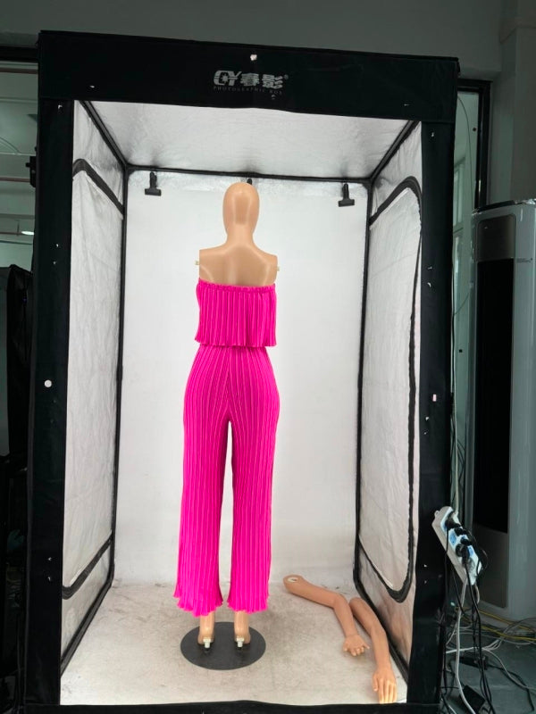 Women Strapless Top and trousers Two Piece Set 15