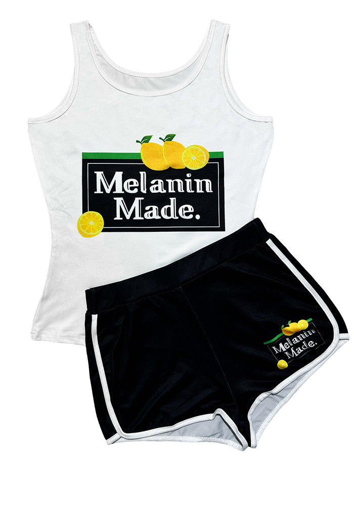 Women's clothing sexy tight fitting print vest shorts two-piece set