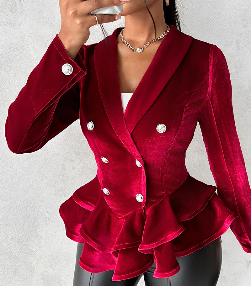Women Long Sleeve Velvet Blazer Jacket 3