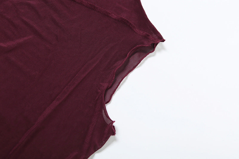 Spring Women's Solid Sexy See-Through Mesh High Waist Bodycon Long Dress 14