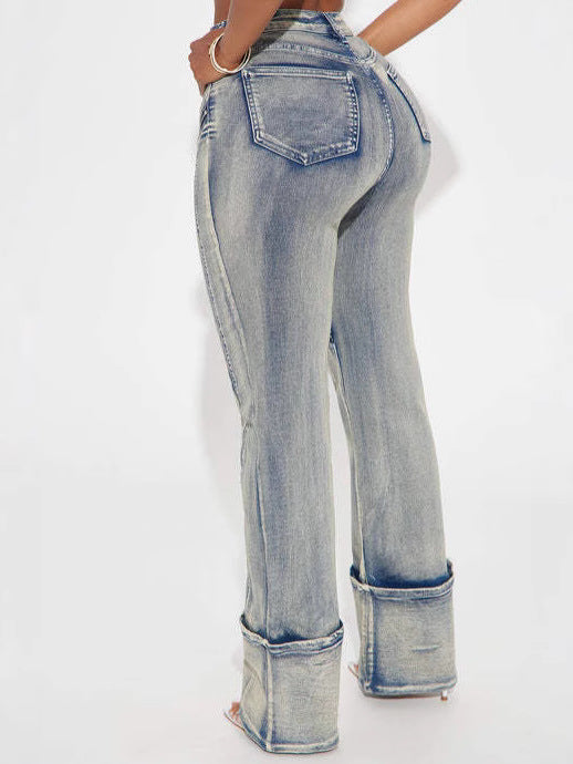 Women Spring Sexy Stretch Washed Zipper Denim Pants 6