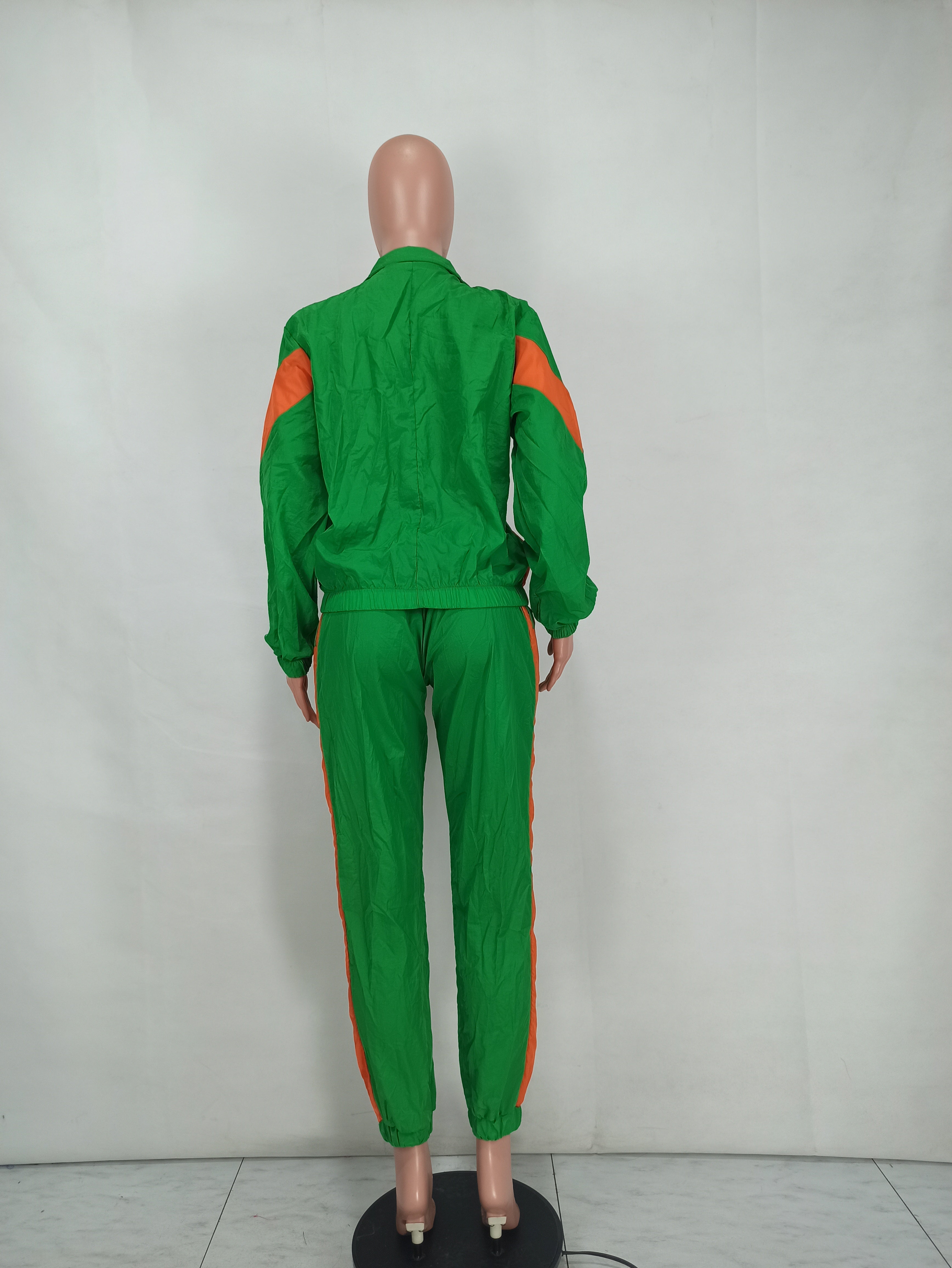 Women'S Casual Fashion Colorblock Zipper Two Piece Women'S Sport Pants Set 24