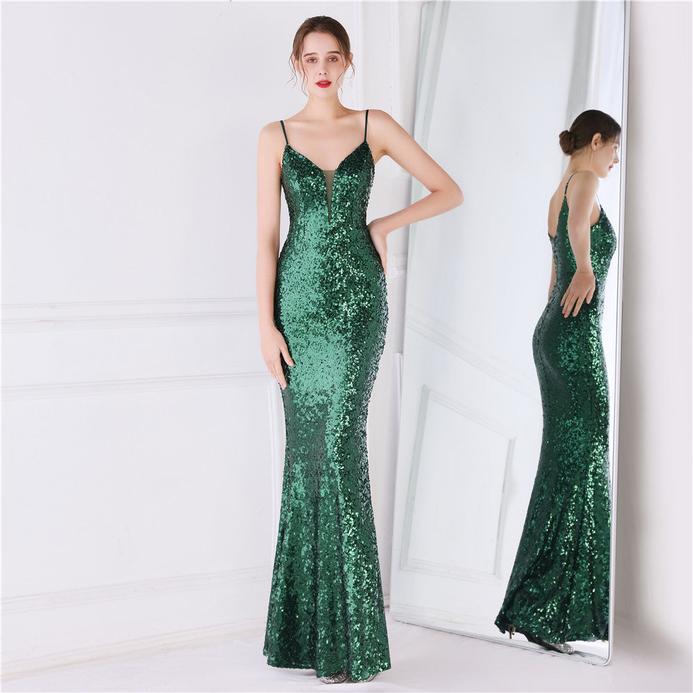 Plus Size Women Sequined Formal Party Maxi Evening Dress 13