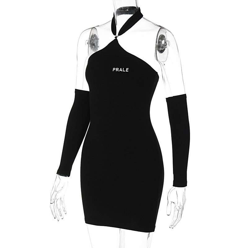 Summer Women's Sleeves Halter Neck Low Back Sexy Tight Fitting Bodycon Dress 6