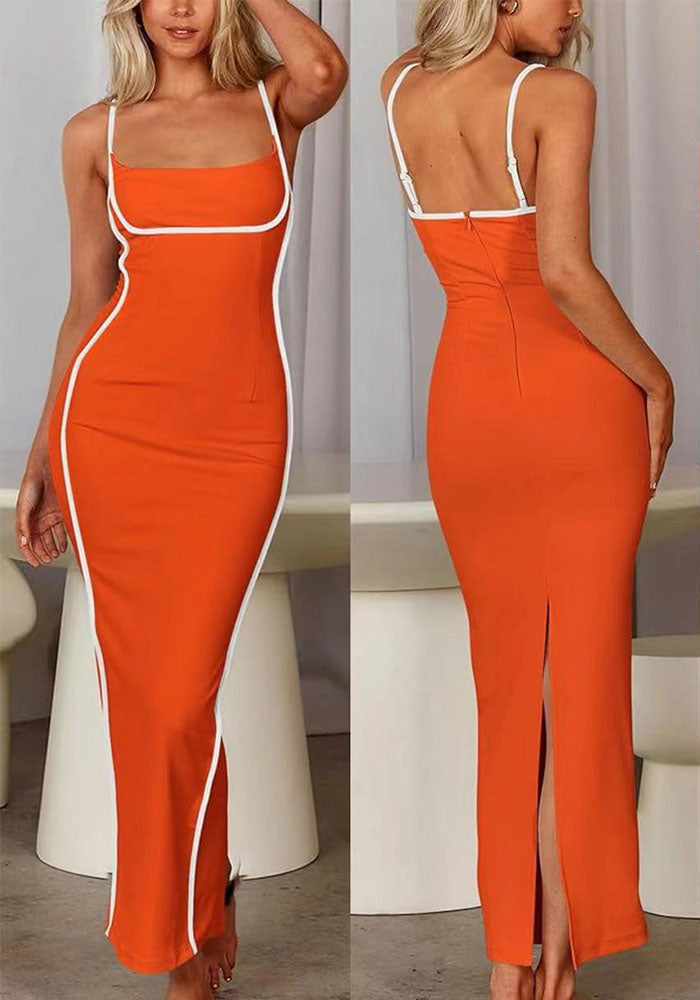 Women Sexy Contrast Color Suspender Dress