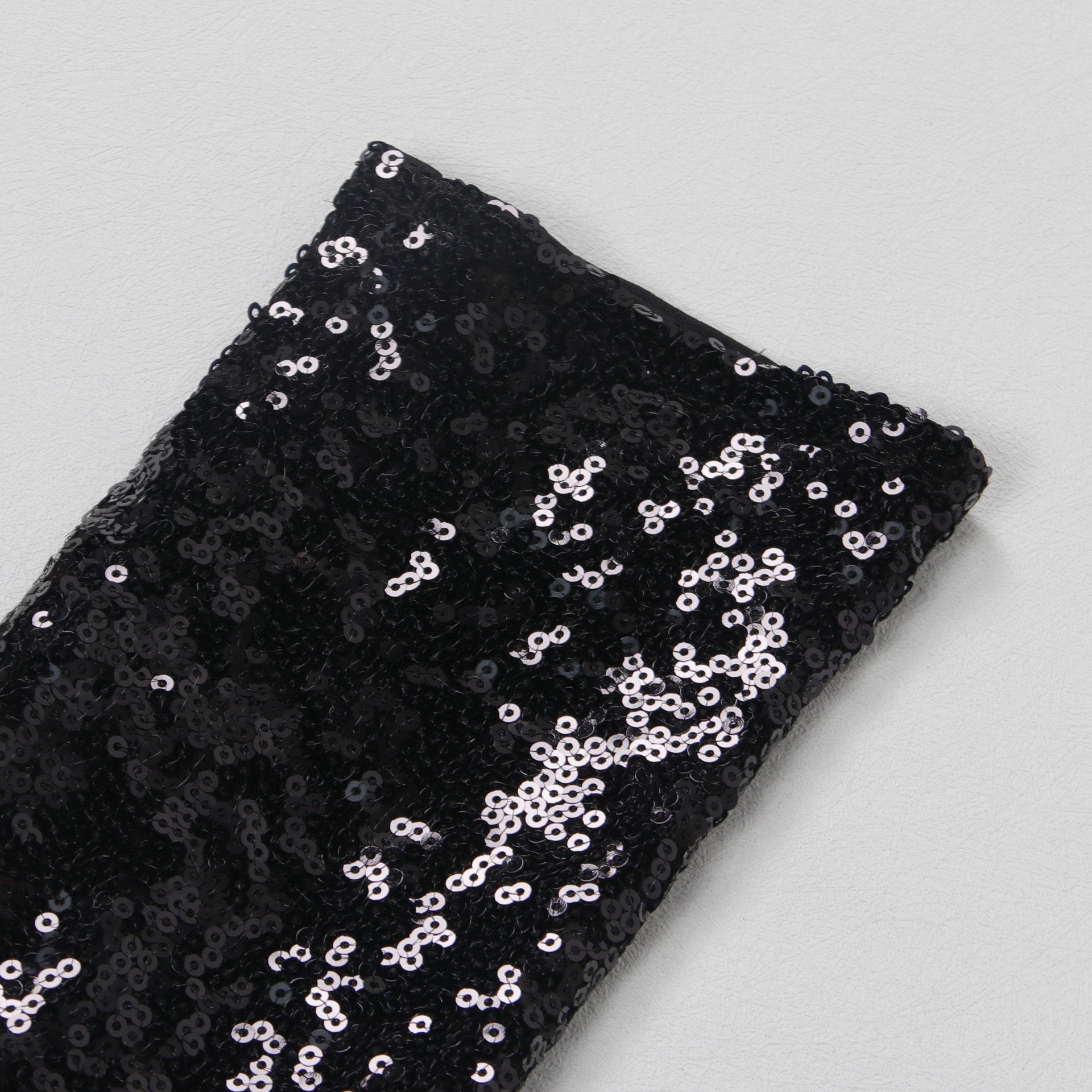 One-Shoulder Long-Sleeved Slim Waist Slit Sequin Dress 15