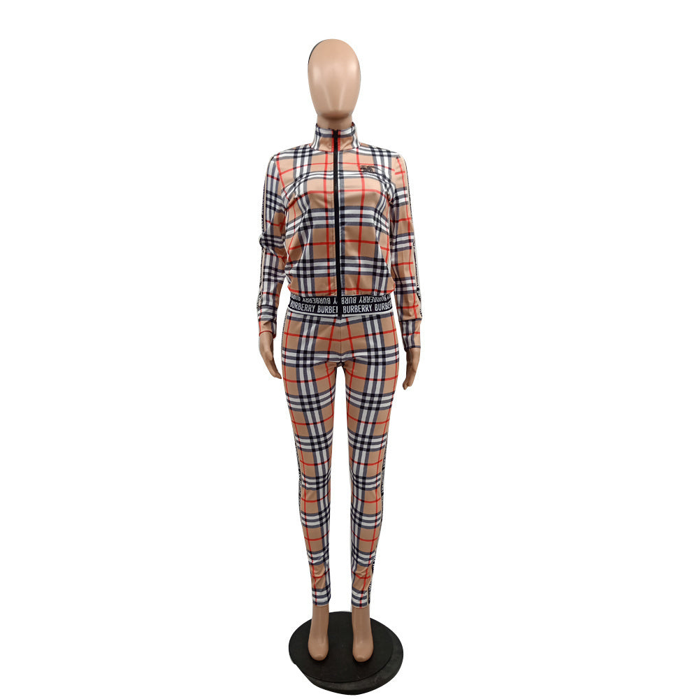 Women's Casual Chic Fashion Trendy Long Sleeve Zipper Two-Piece Pants Set 3