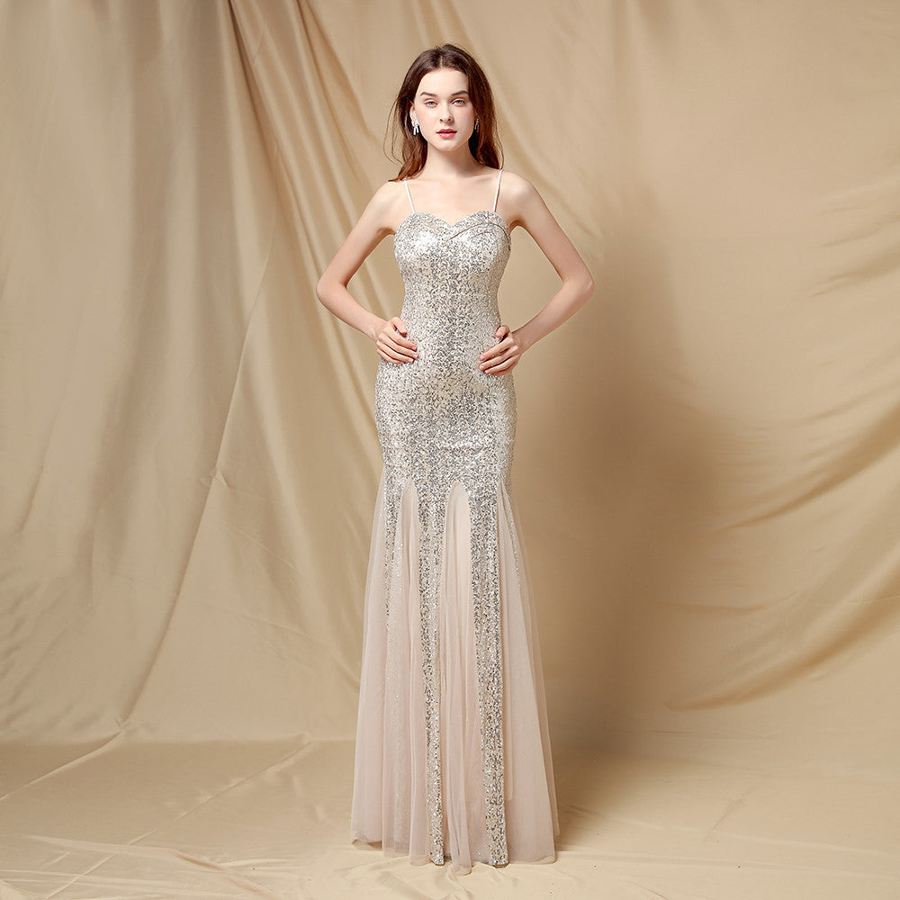 Summer Formal Sequins Strap Mermaid Evening Dress 10