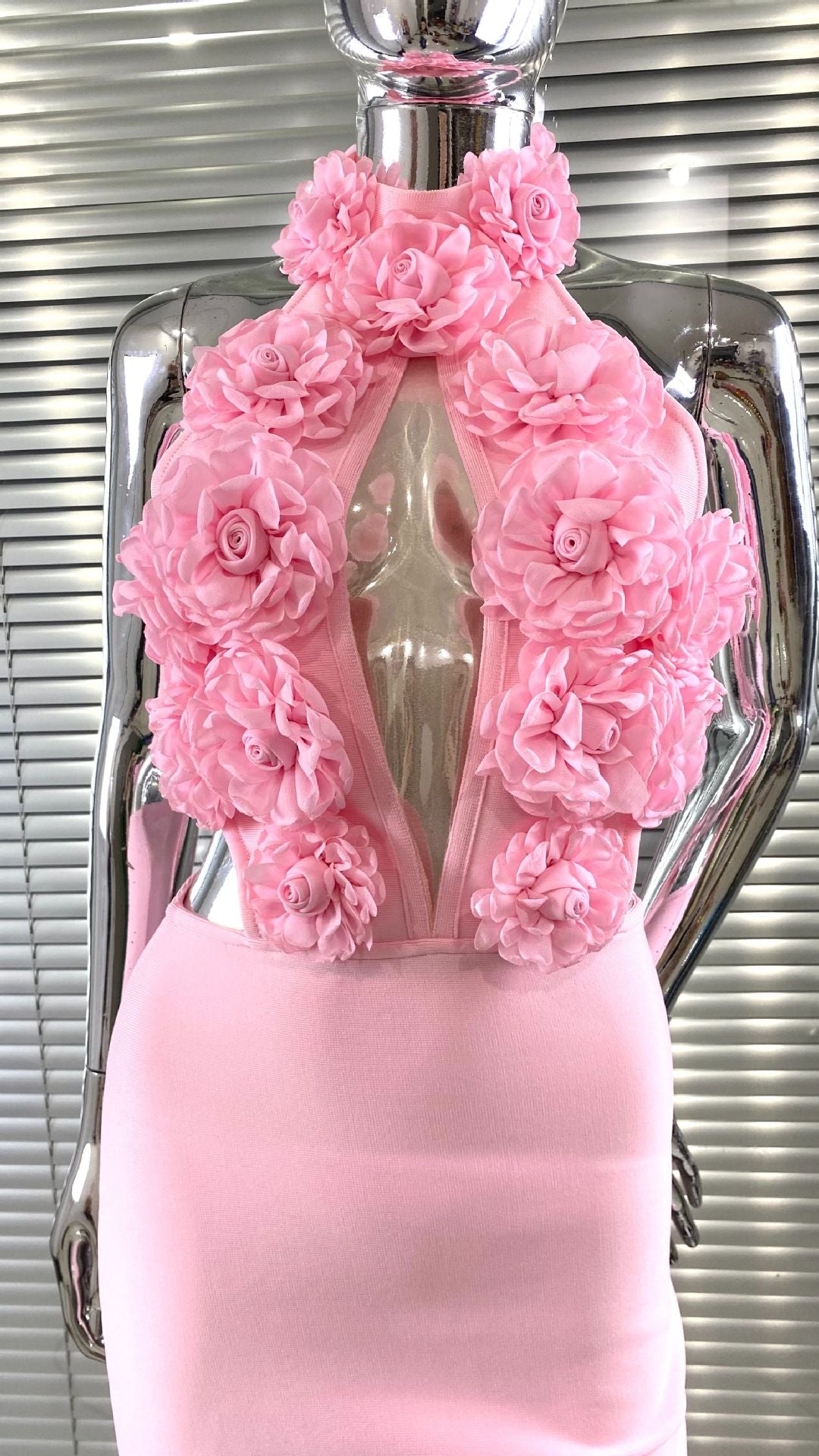 Women Floral Sexy Hollow Backless Halter Neck Red Summer Party and Holiday Bandage Dress 24