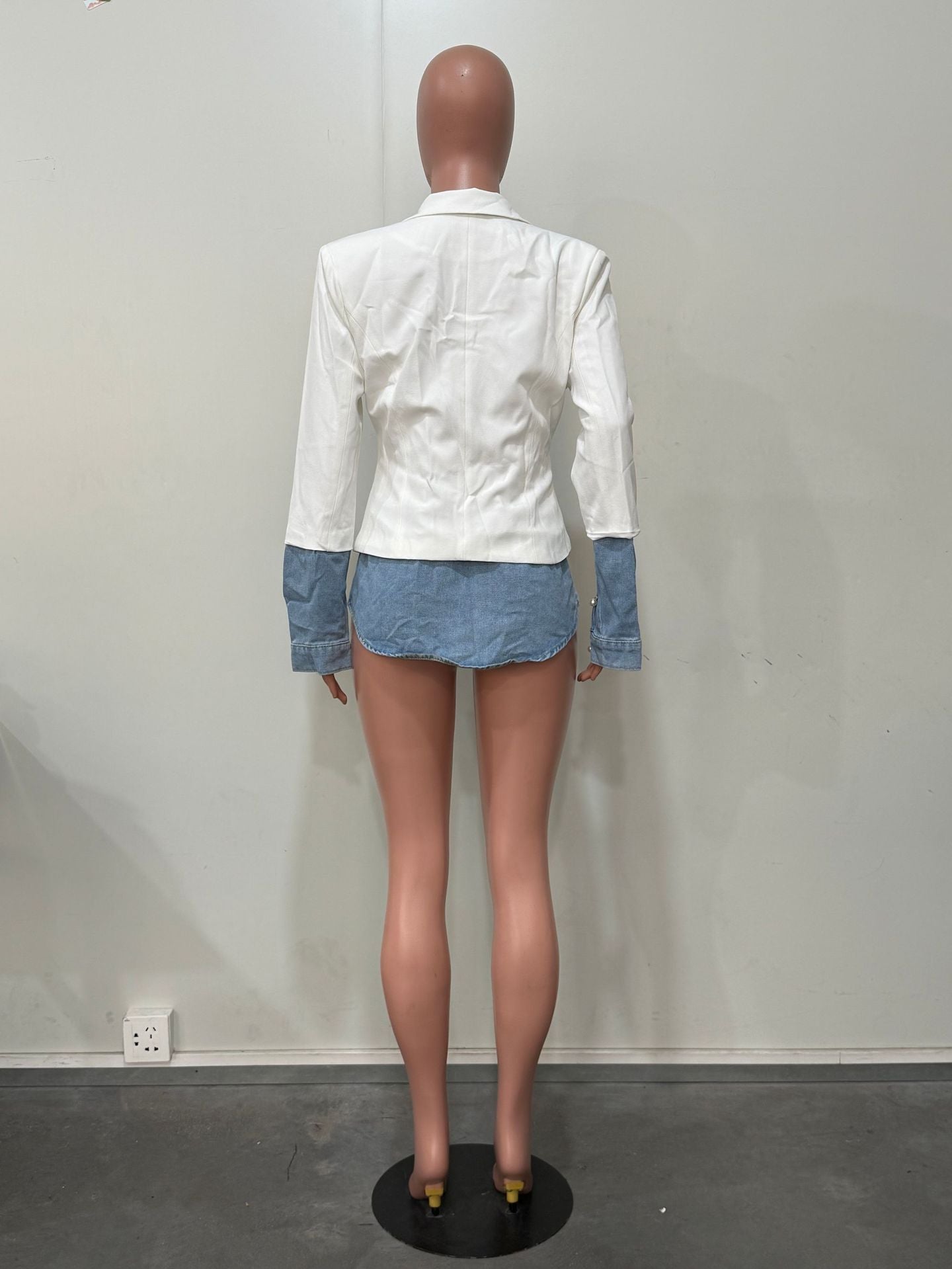 Women Casual Patchwork Denim Blazer Jacket 13